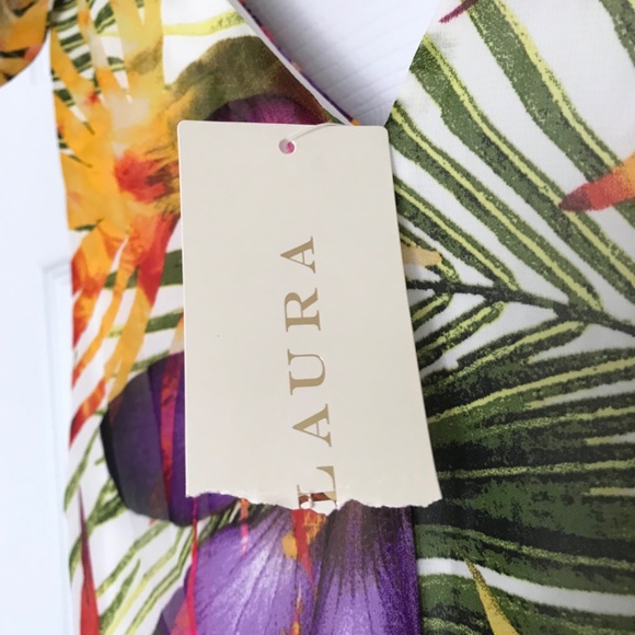 NWT Donna Ricco Tropical Print Floral Maxi Dress Plus Size 16 V-Neck Sleeveless - Picture 11 of 16